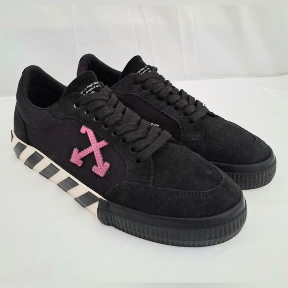 Off-White Men's Unisex Black Suede/Canvas Vulcanized Low Top Sneakers Size 41 - Picture 10 of 13